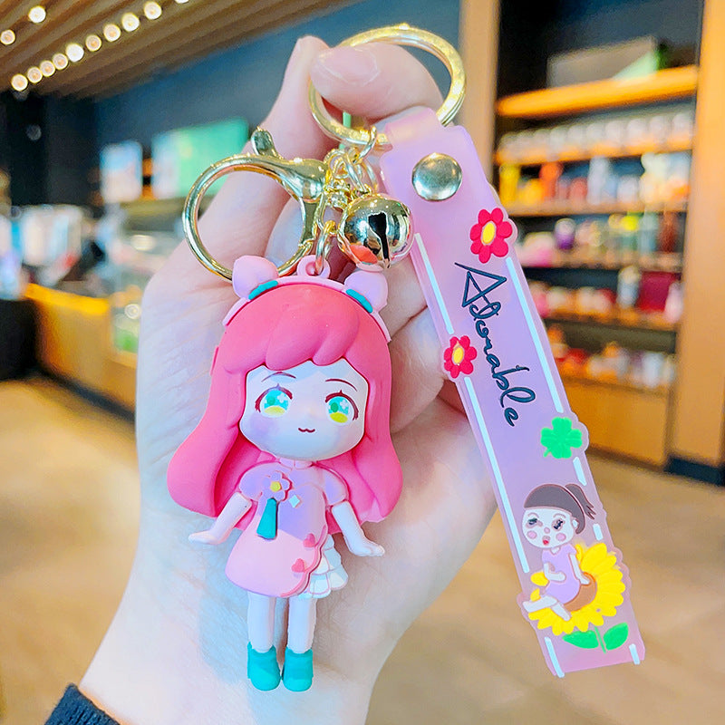 Wholesale Cartoon Creative Trendy Girl Keychain Creative Pvc Doll Couple Bag Pendant