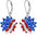 Wholesale  Red White Blue Sunflower Bier Gesture US Independence Day Earrings