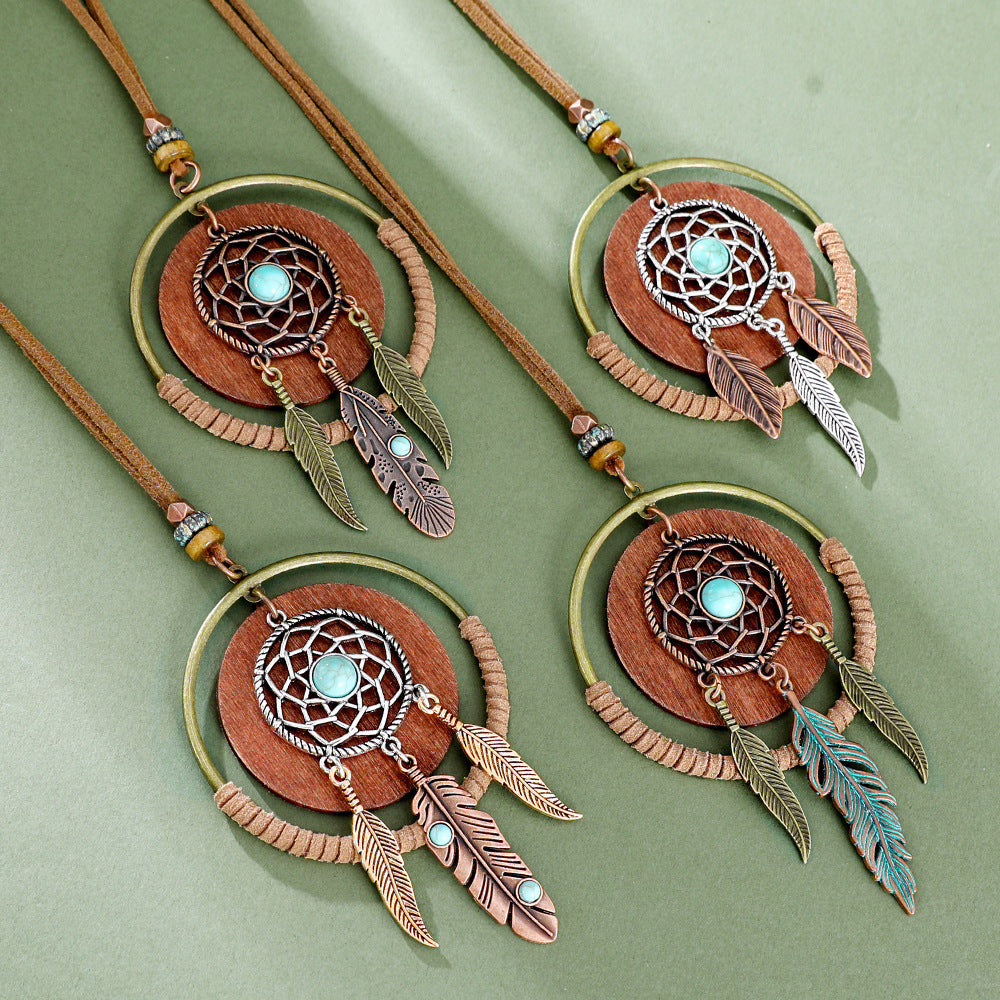 Wholesale Bohemian Dreamcatcher Tassel Necklace Pendant Vintage Style Fashion Accessory for Resale
