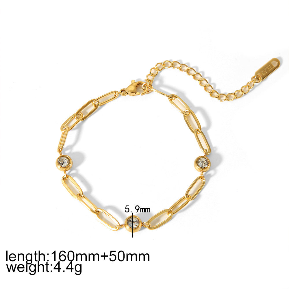 Wholesale 18k gold stainless steel diamond-encrusted heart bracelet