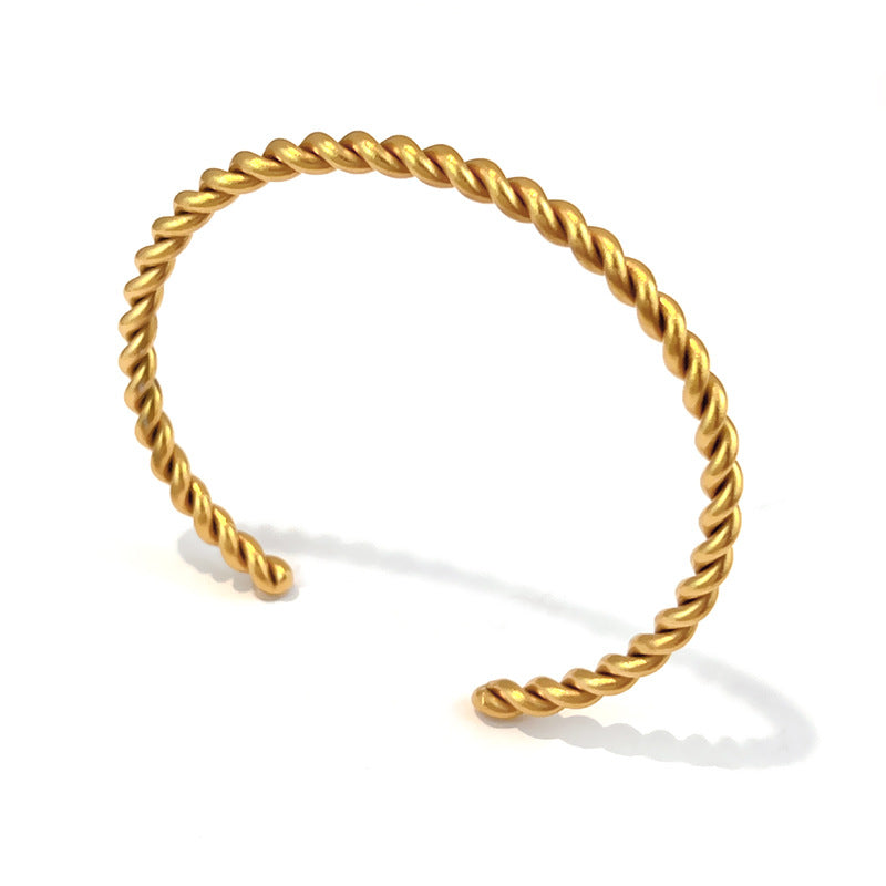 Wholesale Stainless Steel Bangle with 18K Metallic Finish and Two-Tone Gold Open Design