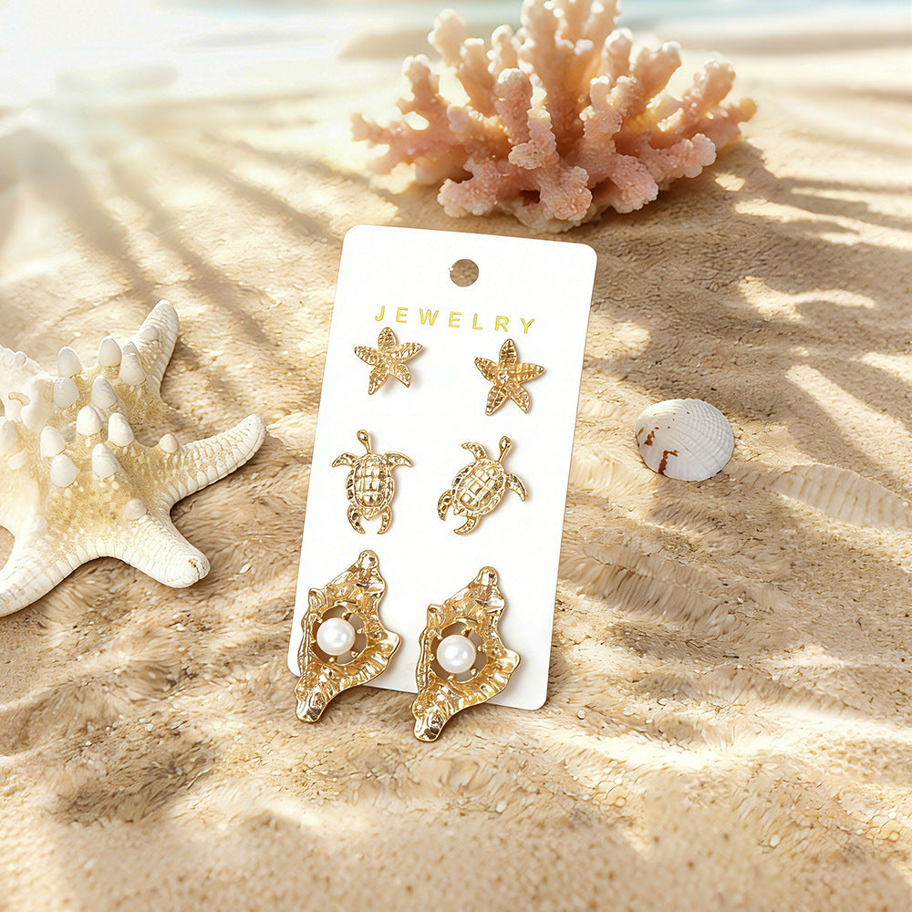 Wholesale Ocean Style Sea Turtle  Starfish Earring Set