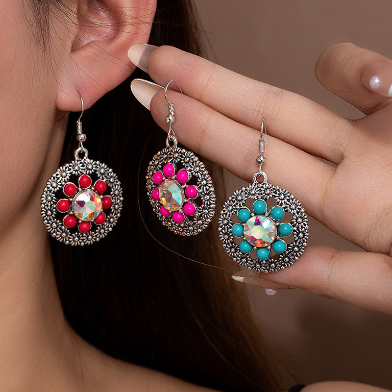 Wholesale Bohemian Turquoise Earrings,  Alloy Inlay,  Fashion Accessory for Everyday Wear
