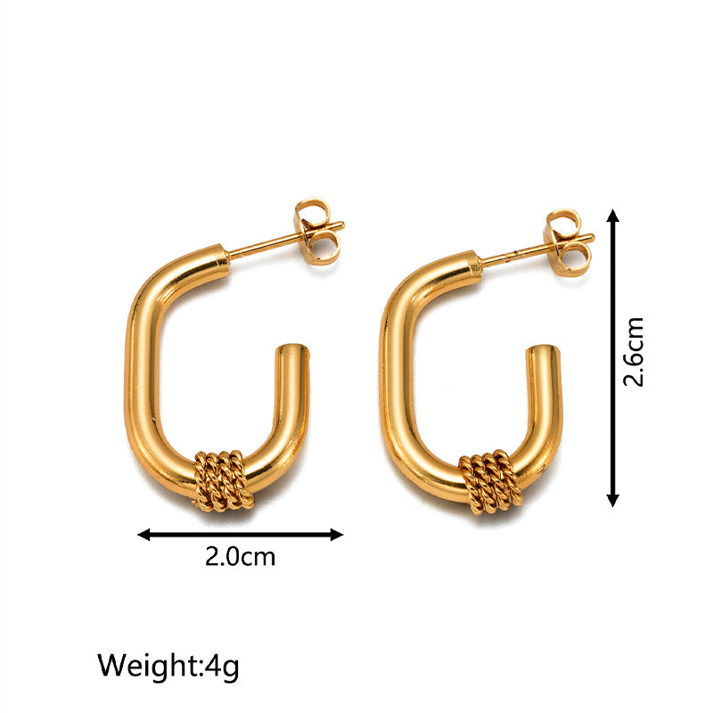 Wholesale Gold Combination Set Stainless Steel 18K Gold Plated Geometric Vintage Earrings ACC-ES-MuShan020