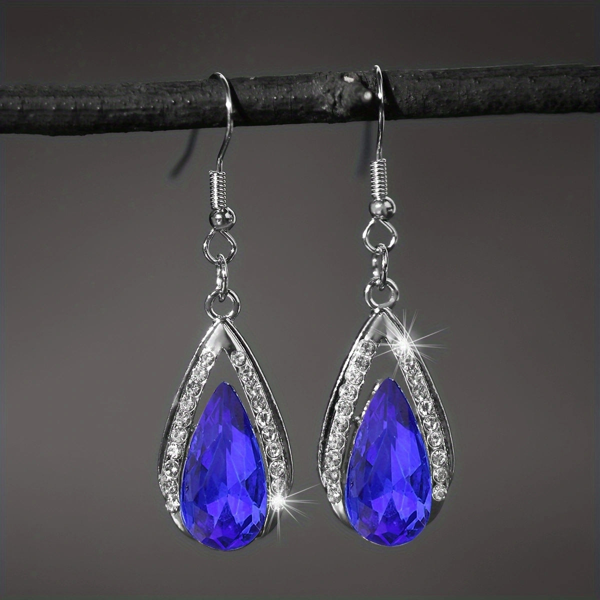 Wholesale  Fashion Flash Gothic Water Drops with Diamond Multi-color Earrings