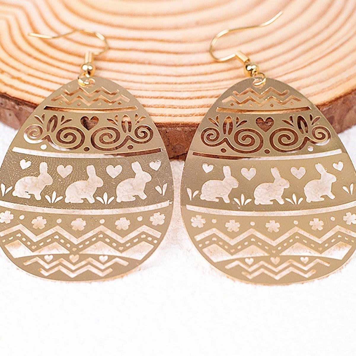 Wholesale Easter Egg Bunny Copper Hollow Earrings