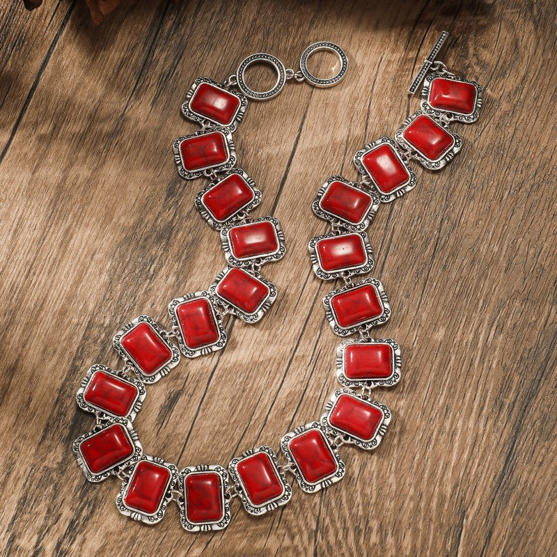 Wholesale bohemian Retro ethnic style turquoise necklace