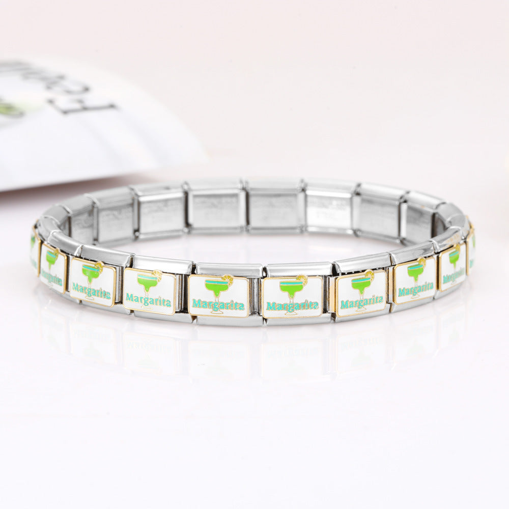 Wholesale 10pcs Italian Charm Bracelet 9mm DIY Splicing Removable Cocktail Series Stainless Steel Composable Bracelet