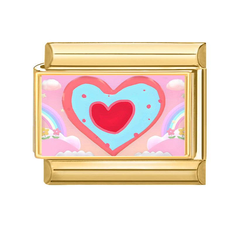 Wholesale Italian Charm Bracelet 9mm DIY Splicing Rose Pink Series Stainless Steel Composable Bracelet