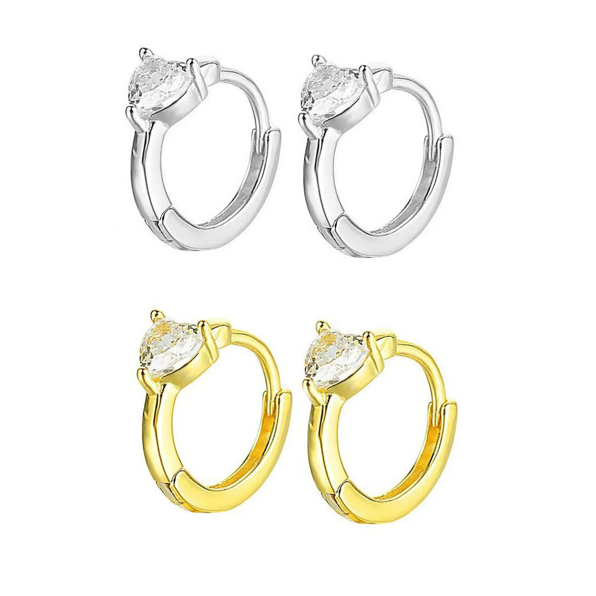 Wholesale Full Diamond Love Earrings Ear Buckle Light Luxury White K  Earrings