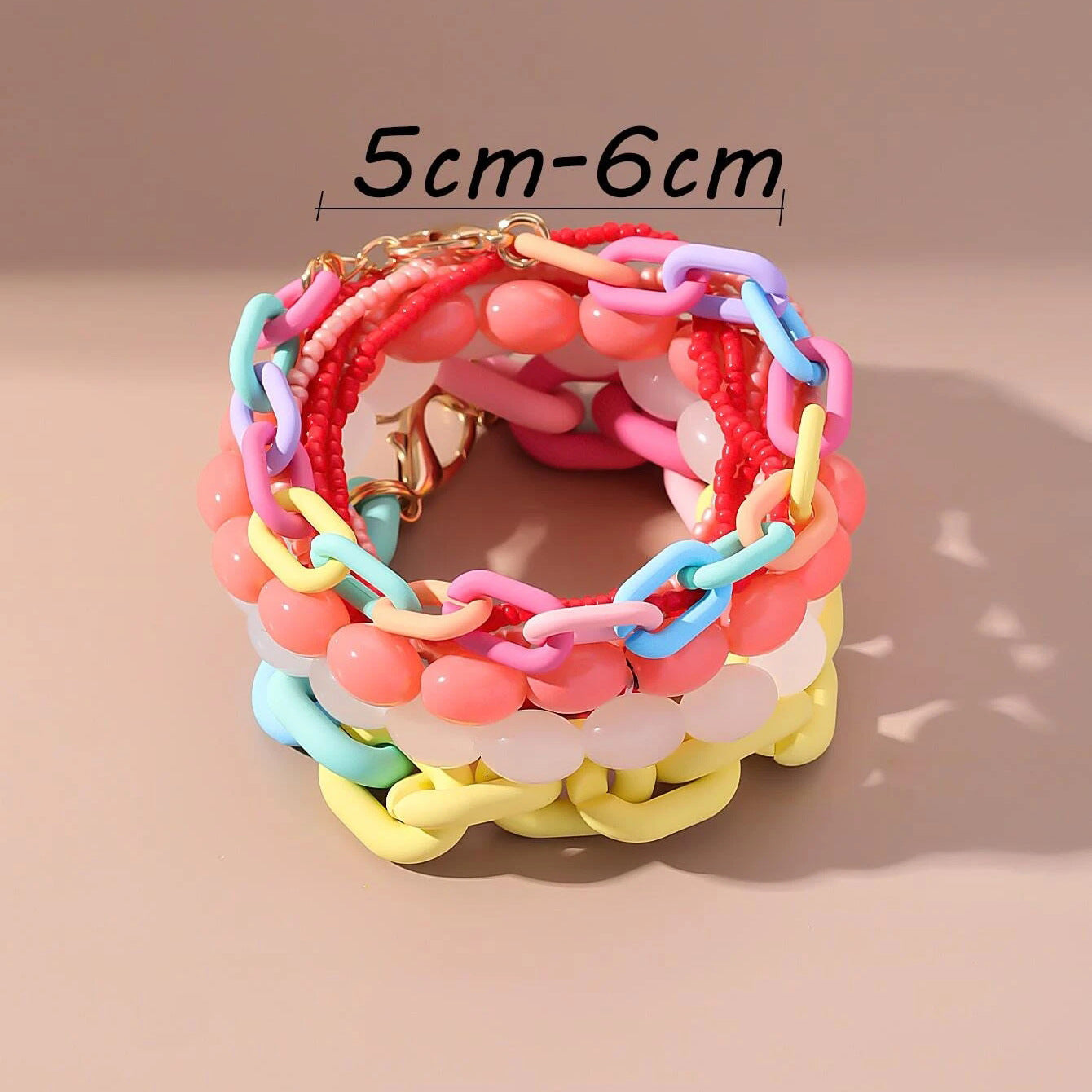 Wholesale  10pcs/set candy-colored acrylic buckle  rice beads woven bracelet