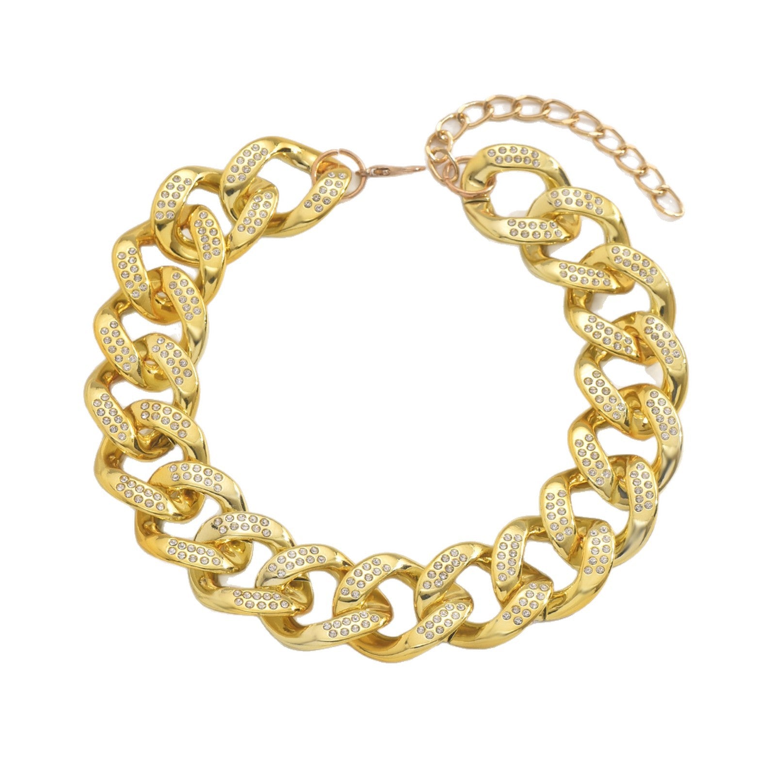 Wholesale fully embellished  exaggerated Cuban chain necklace