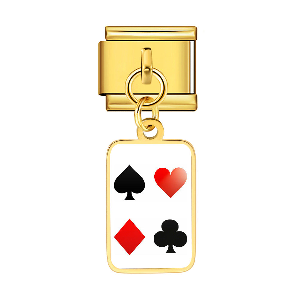 Wholesale Trendy Playing Card Pendant Stainless Steel Bracelet Fashion Accessory For Boutique Resale