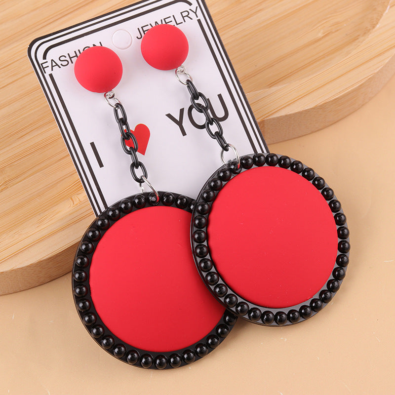 Wholesale Color Three-dimensional Large Round Acrylic Earrings