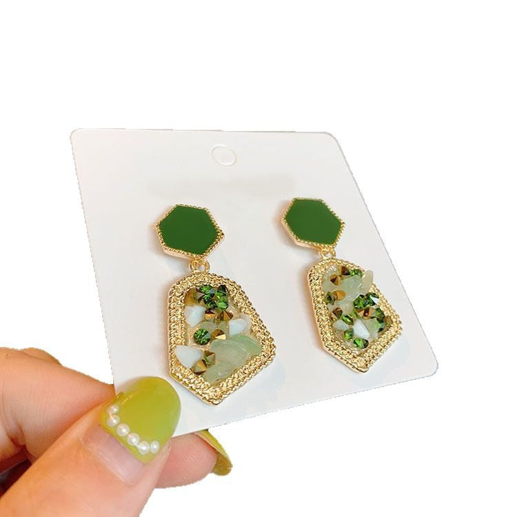 Wholesale Chic Heart-Shaped Alloy Earrings with Gemstone Design,  Fashion Jewelry Accessory for Daily Wear