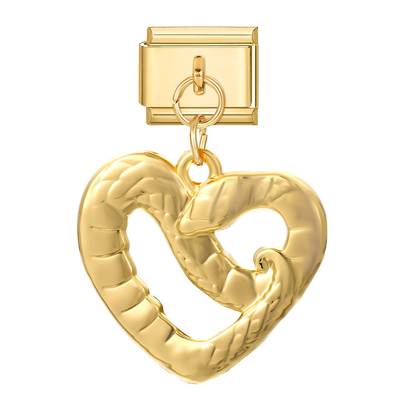 Wholesale Italian Charm Bracelet 9mm DIY Splicing Heart Pendant Stainless Steel Composable Bracelet