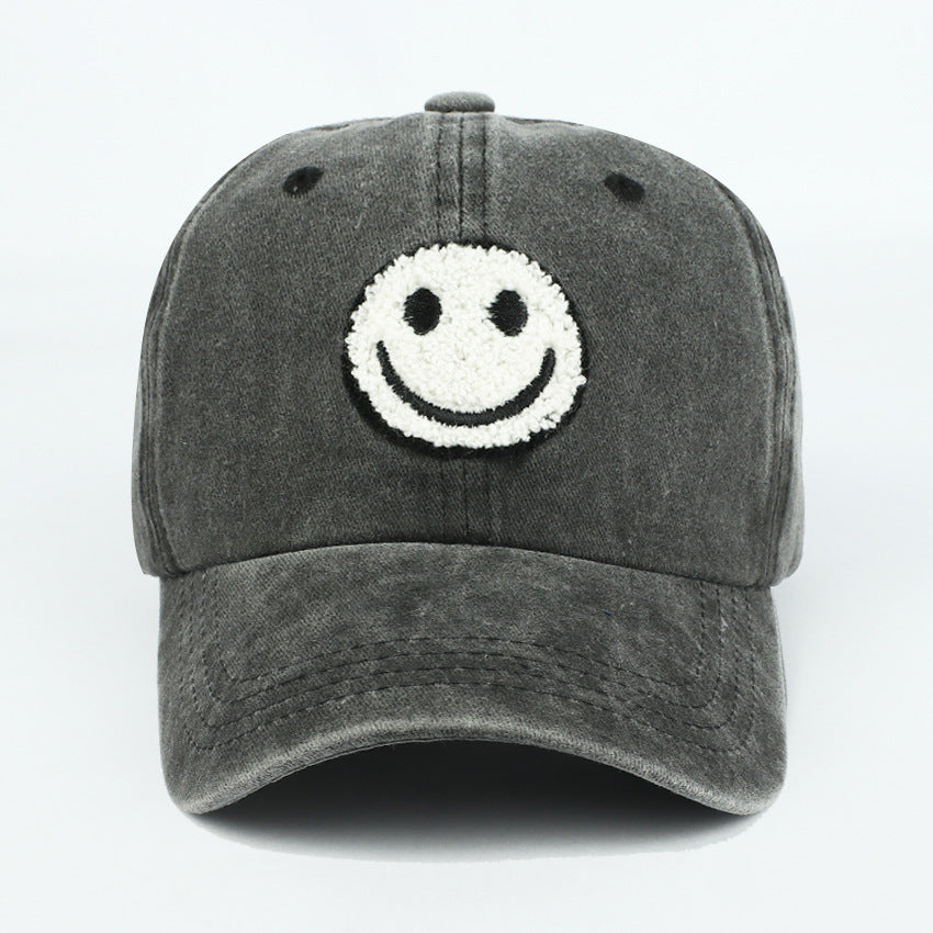 Wholesale Baseball Cap Plush Embroidered Patch Smiley Cotton Vintage Hat ACC-HT-RongZhao010