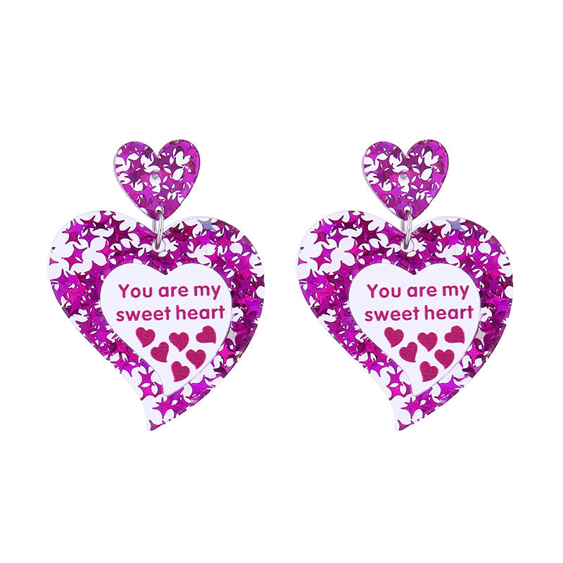 Wholesale Valentine's Day  Lover Text Acrylic Earrings