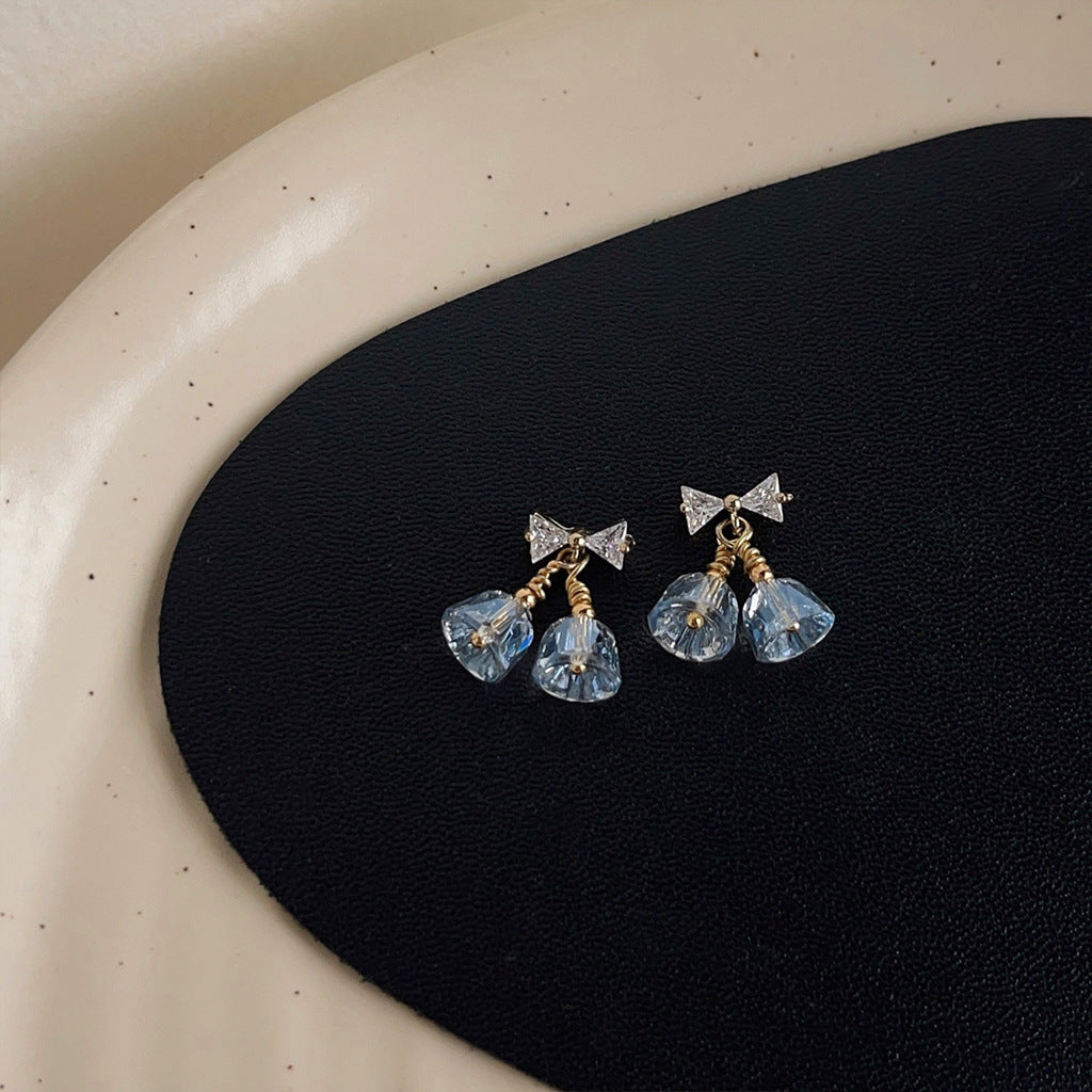 Wholesale Blue Crystal bell earrings