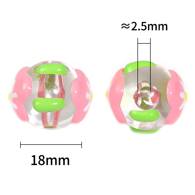 Wholesale  50pcs/pack drop oil painting beaded flowers snowflake Acrylic Beads DIY Bead Accessories