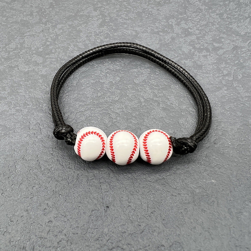 Wholesale Basketball Football Elastic Adjustable Waxed Wire Braided Bracelet ACC-BT-Nanh002