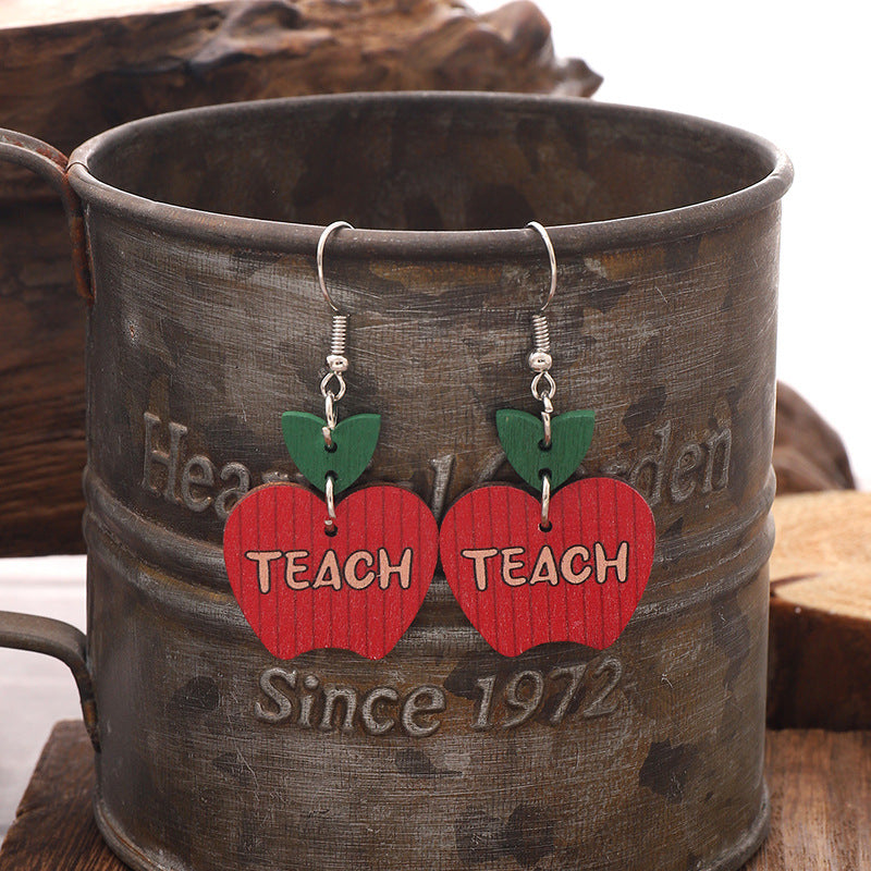 Wholesale  Border Letter Apple Earrings