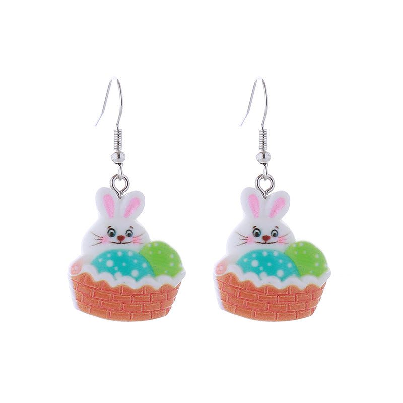 Wholesale Easter Cartoon Bunny Carrot Egg Chick Plastic Earrings