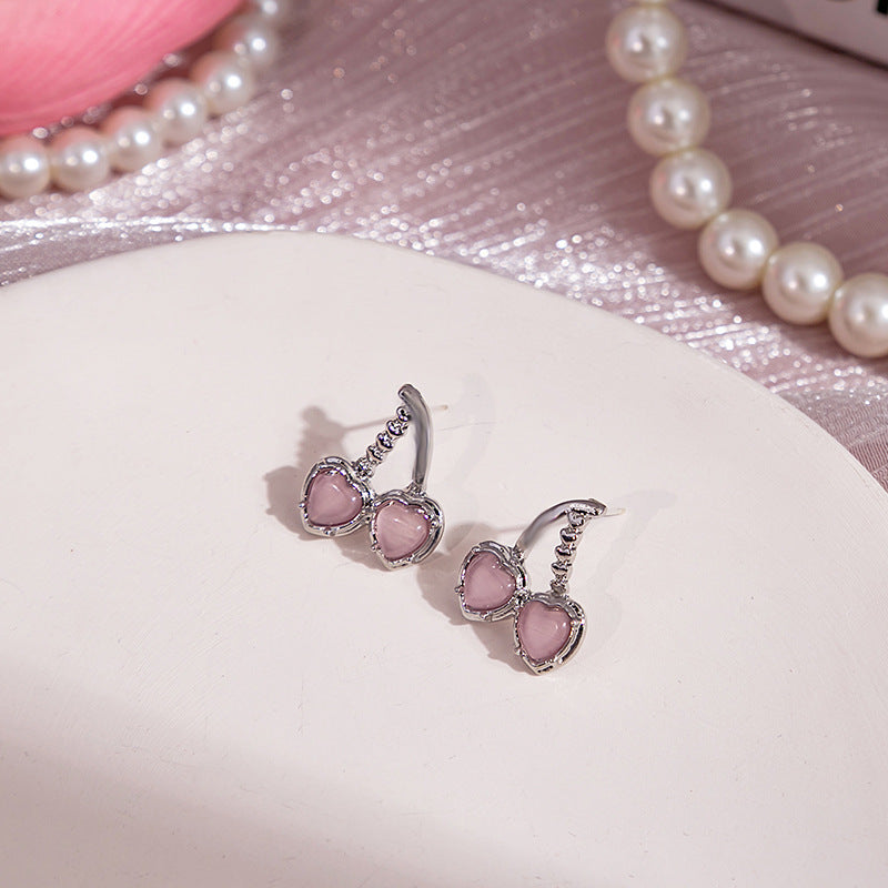 Wholesale Silver Needle Pink Rabbit Dolphin Heart Earrings ACC-ES-MDD093