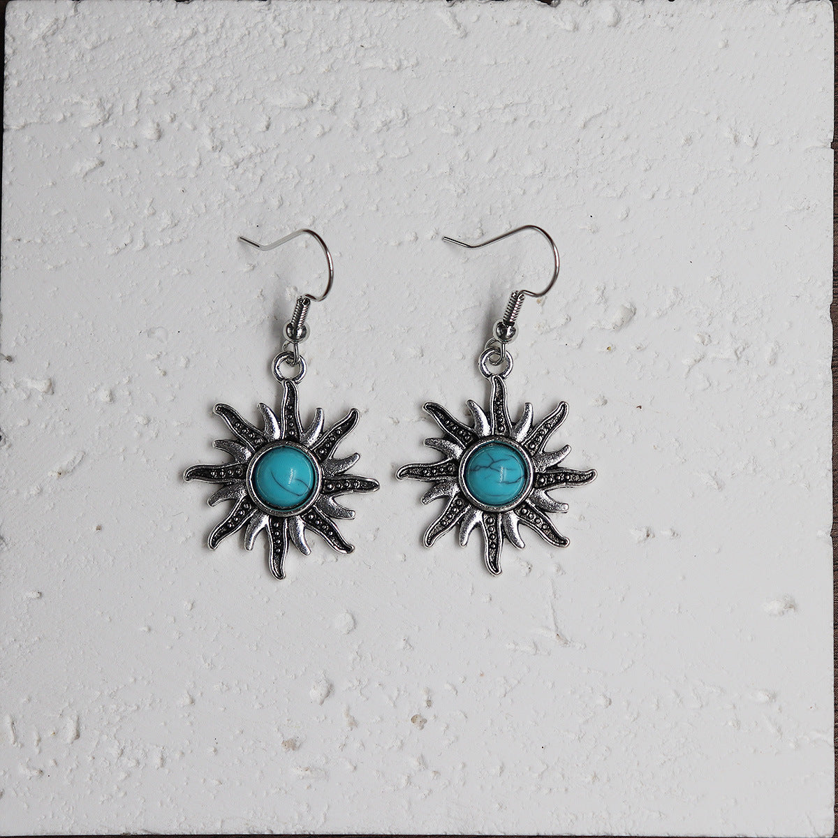 Wholesale Ethnic Style Alloy Drop Earrings with Imitation Turquoise – Trendy Beach Jewelry Accessory