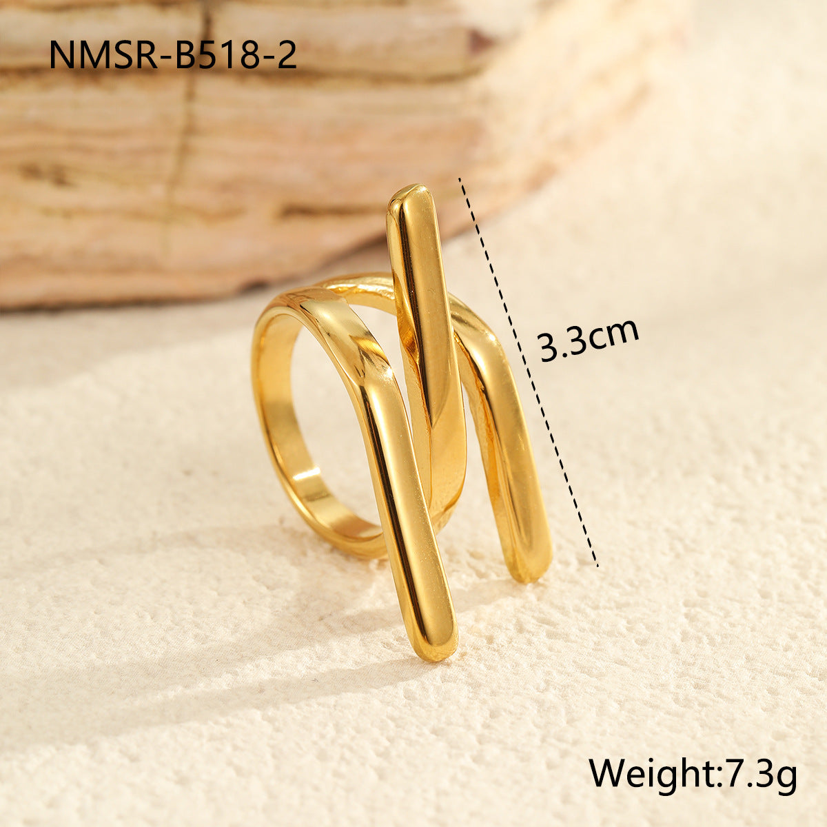 Wholesale Geometric Lines Metal Sense Stainless Steel Ring