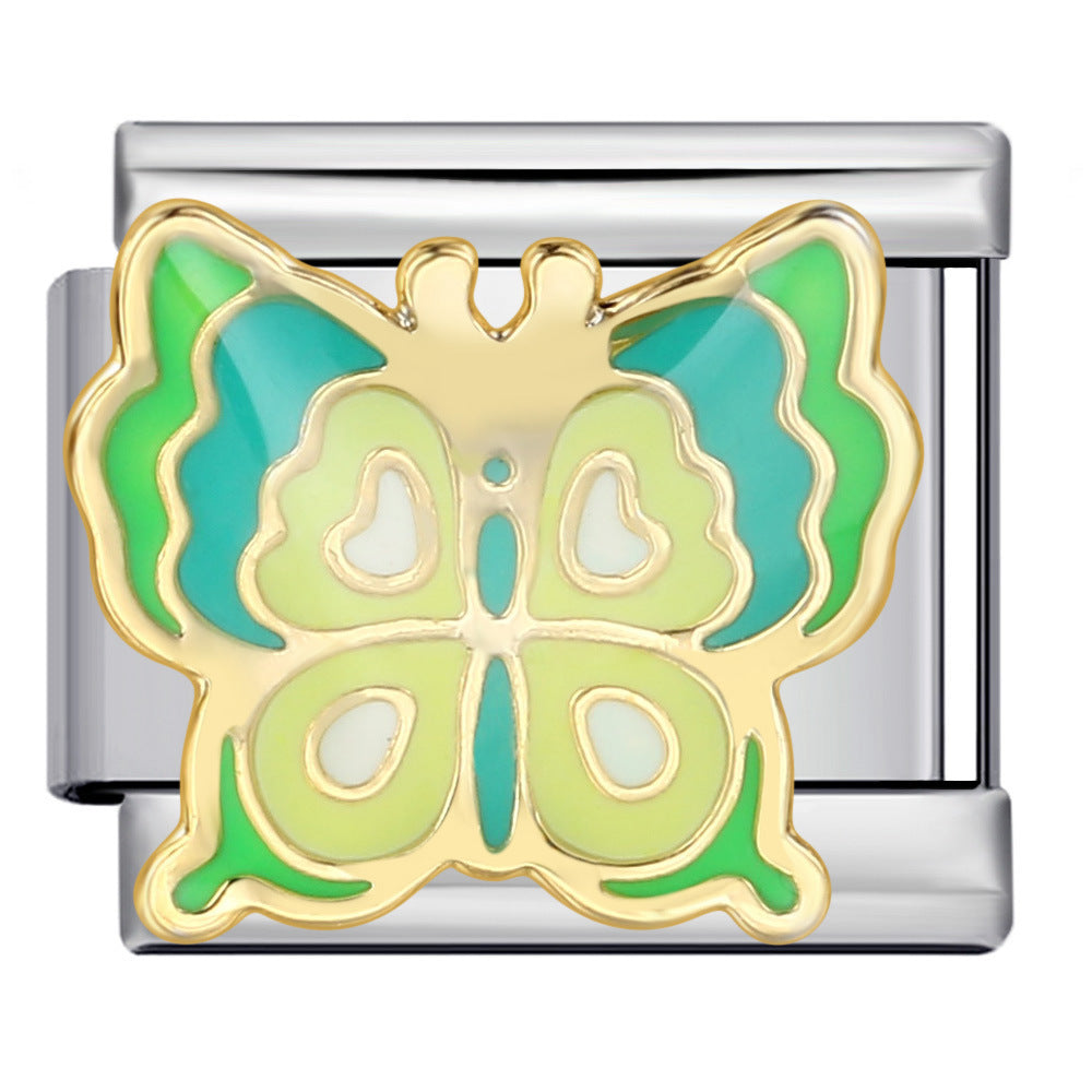 Wholesale Colorful Butterfly Italian Charm Bracelet DIY Stainless Steel Jewelry Accessory for Resale