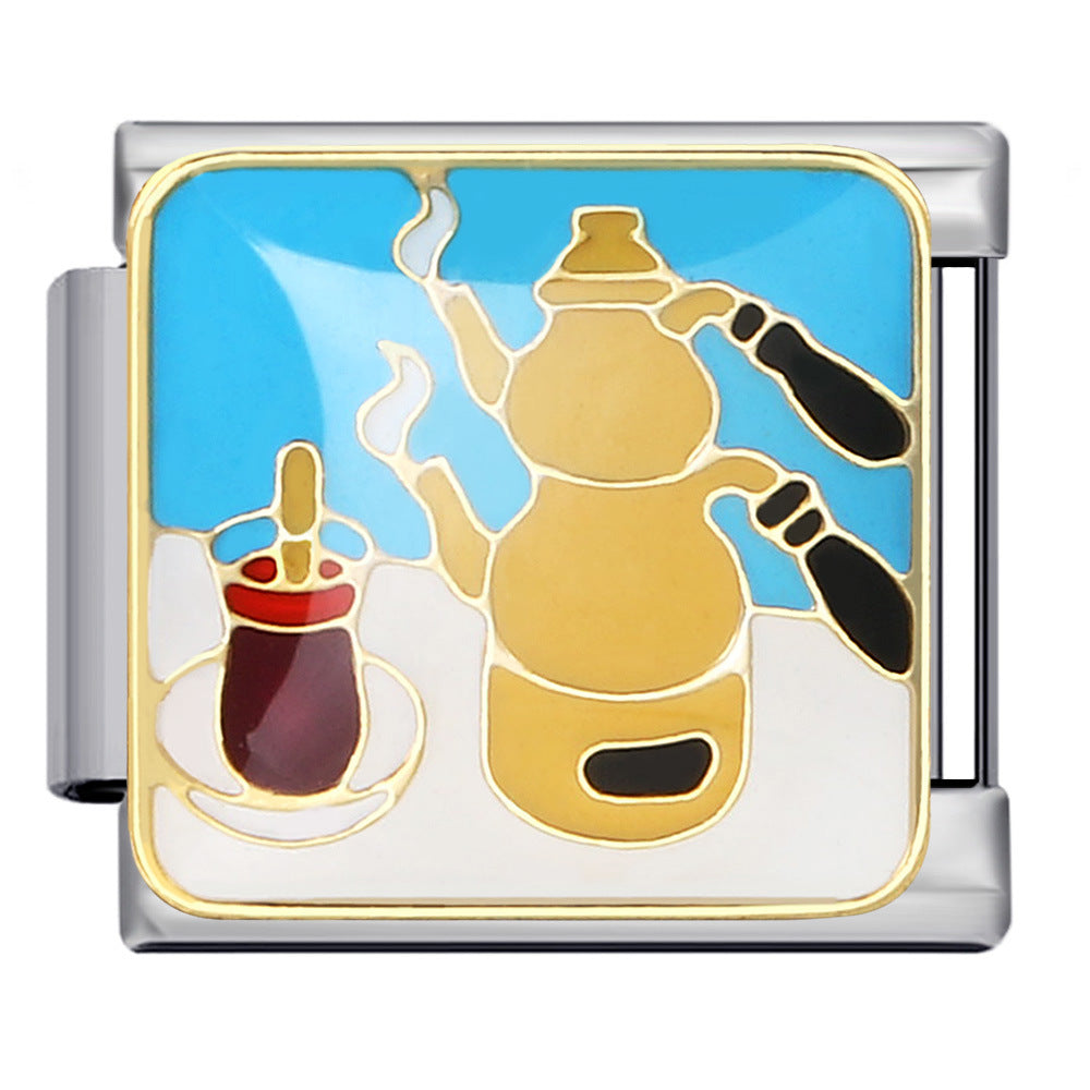 Wholesale Italian Charm Bracelet 9mm DIY Splicing Removable Cartoon Food Element Stainless Steel Composable Bracelet