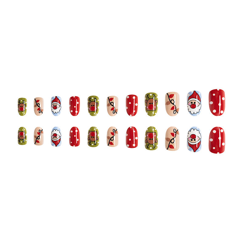Wholesale 24 Pieces/box Christmas Cartoon Elk Christmas Tree Press-on Nails Kits Nail Stickers ACC-NS-GuaiXL099