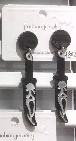 Wholesale Halloween Skull Knife Mirror Heart Lips Acrylic Earrings ACC-ES-MLR005