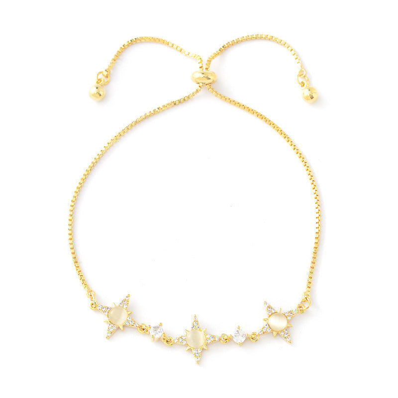 Wholesale Cat' s Eye Eight-Pointed Star Bracelet Adjustable Bracelet