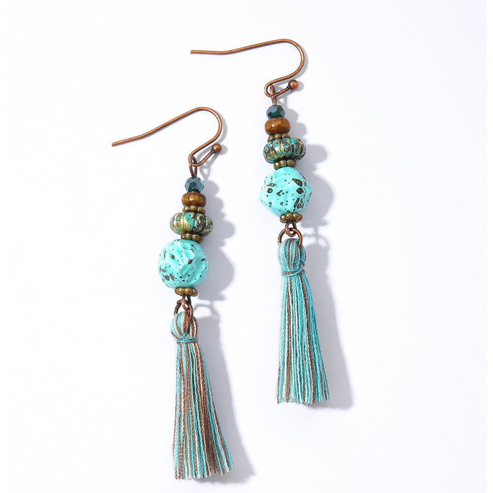 Wholesale Crystal Bohemian Tassel Earrings Vintage Style Women Jewelry Accessory for Everyday Gift