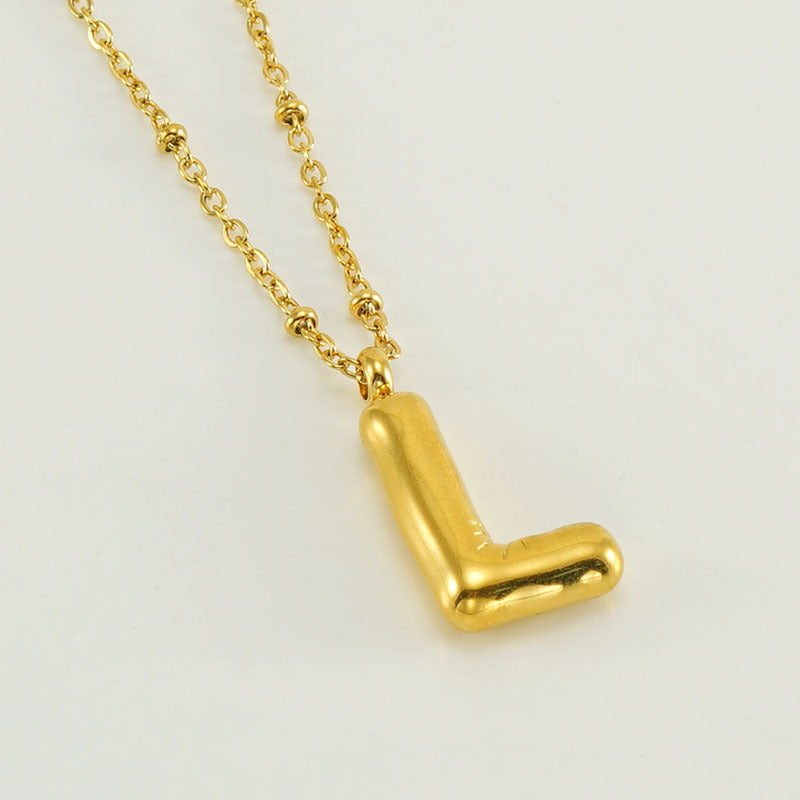 Wholesale  bubble letter necklace 18K stainless steel English letter pendant jewelry