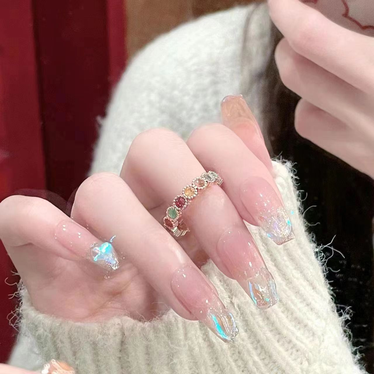 Wholesale Modern Rainbow Ring Alloy Electroplated Chic Jewelry Accessory For Women Gift