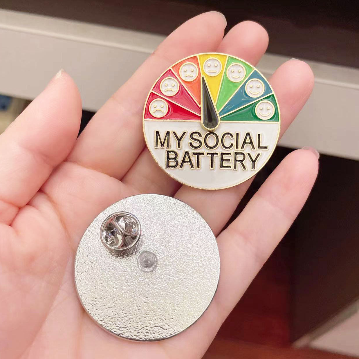 Wholesale  Emotion Management Energy Metal Badge Brooch