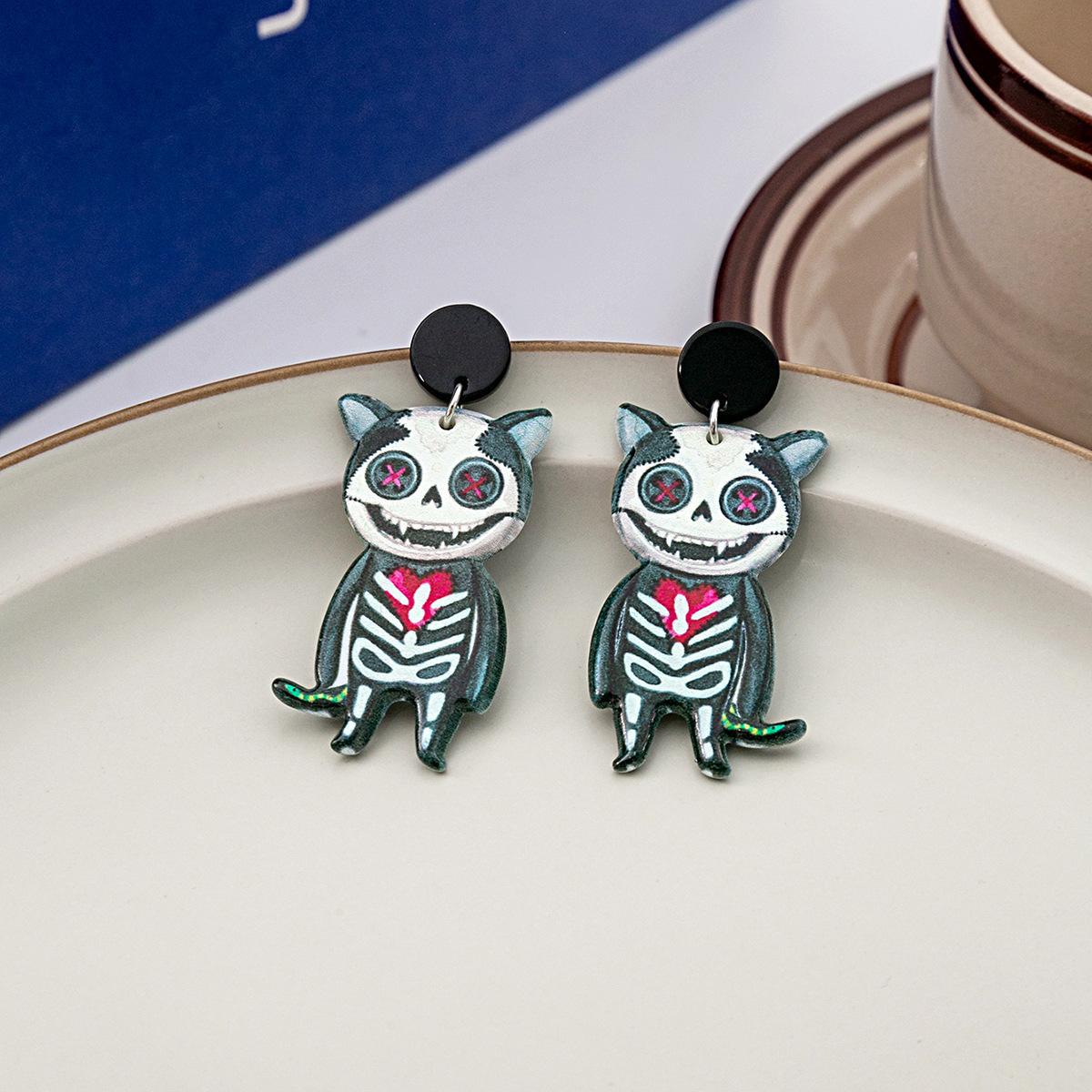 Wholesale Halloween Horror Skull Bandage Pumpkin Head Acrylic Earrings ACC-ES-ZhuiWo007