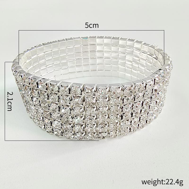 Wholesale Simple Bracelet with 8 Rows of Diamonds and Shiny Bracelets Necklace Set ACC-BT-ChenRui001