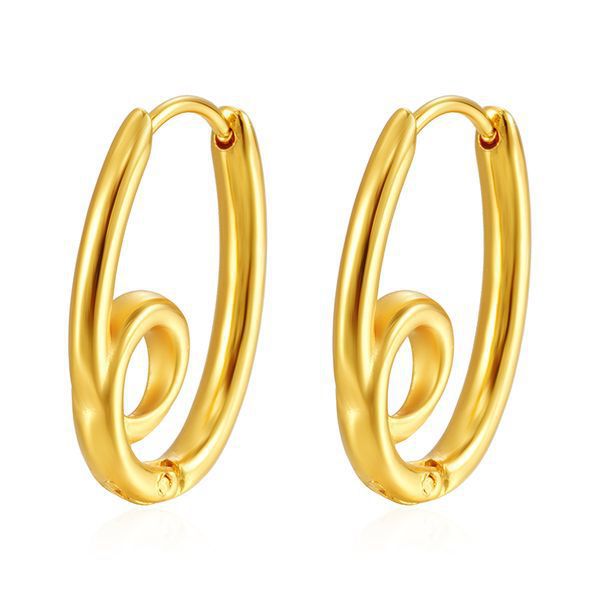 Wholesale  geometric oval stainless steel ear buckle  plated 18K gold knotted  earrings