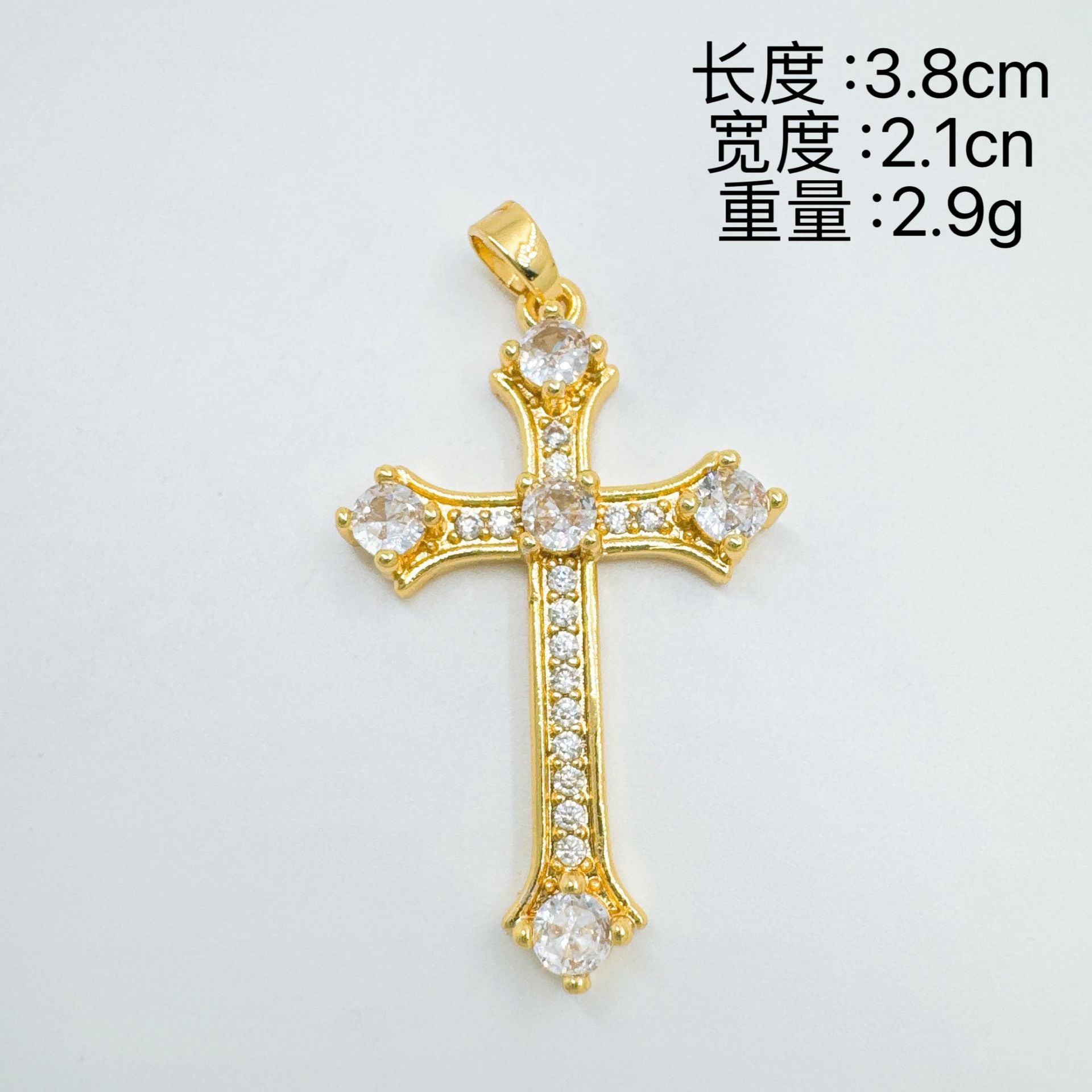 Wholesale Gold Plated Zircon Cross Pendant Jewelry Accessory