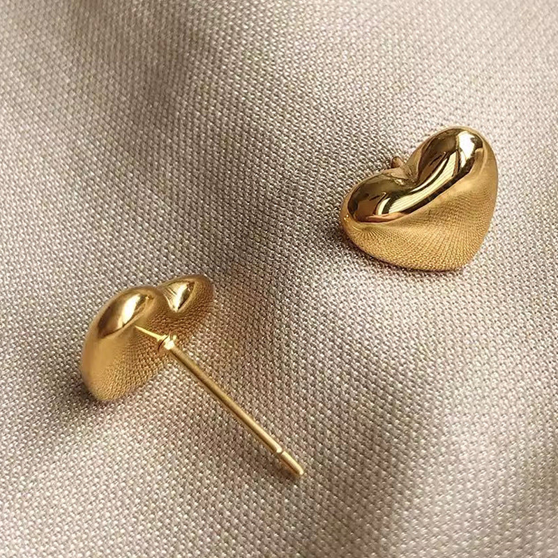 Wholesale Stainless Steel Gold Tone Valentine's Day Heart Earrings