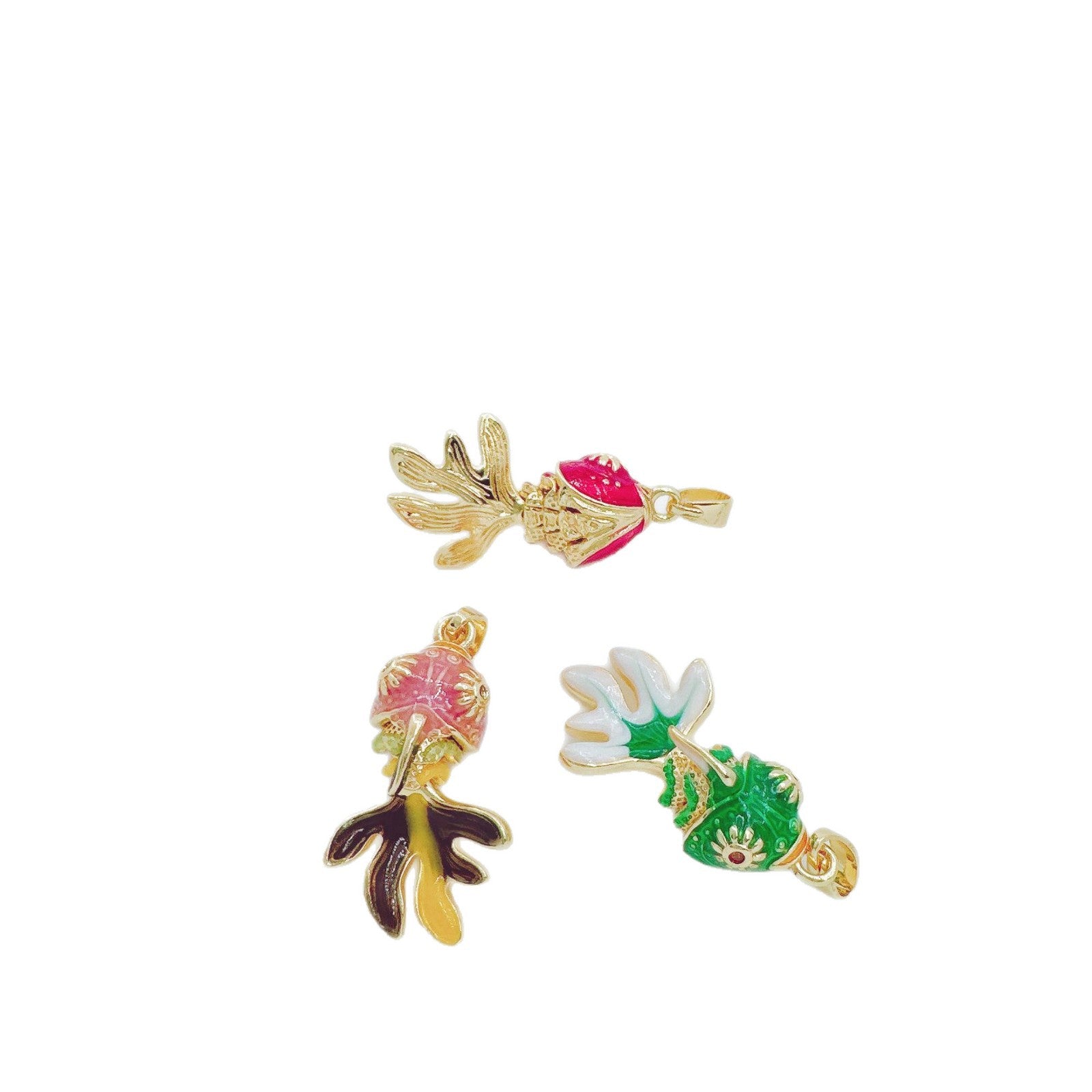 Wholesale Colorful Copper 18K Gold Plated Goldfish Pendant DIY Jewelry Accessory for Gift or Resale