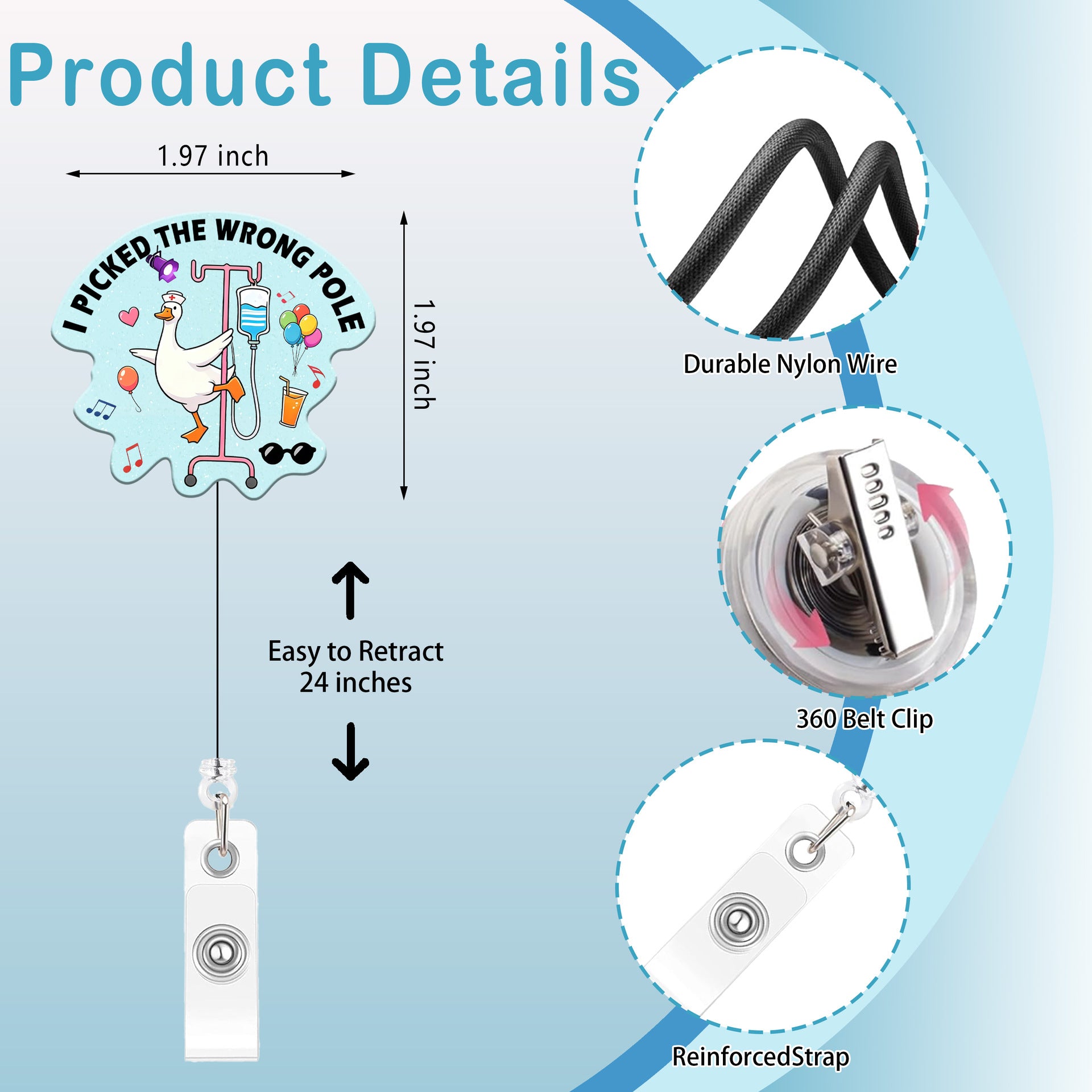 Wholesale Plastic Retractable Badge Reel Funny Duck Design For Nurses Medical Students Gift
