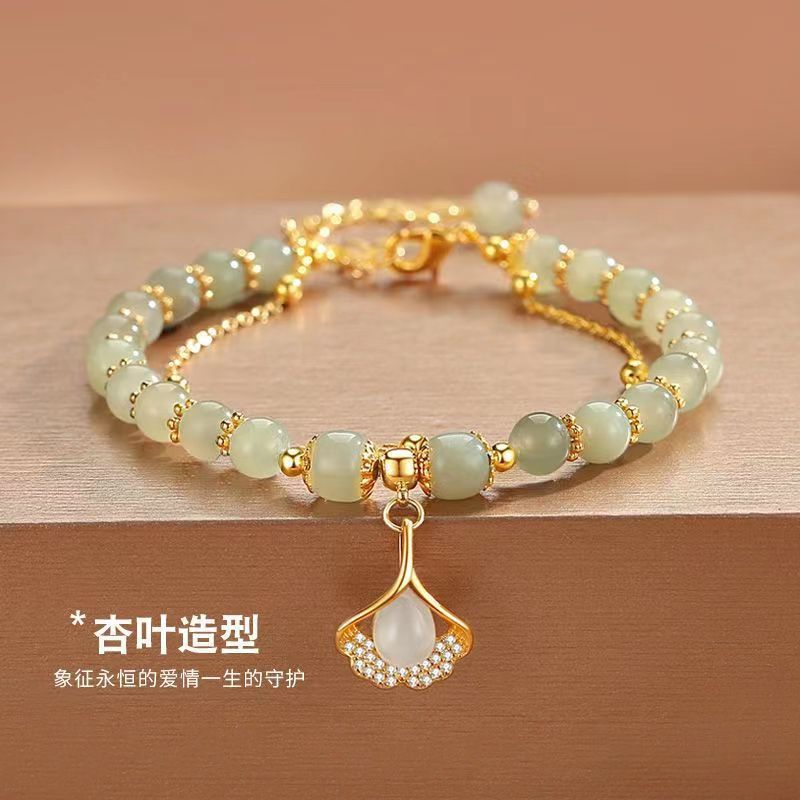 Wholesale Stylish Glass Glazed Leaf Design Bracelet for Women,  Boutique Resale Gift for Anniversary Celebration