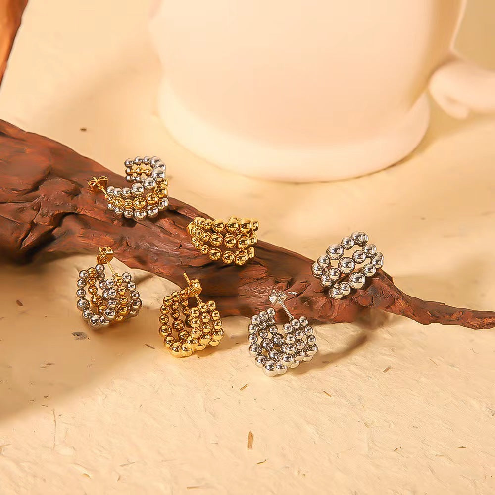 Wholesale Stainless Steel Earrings 18K Gold Plated Earrings C Shape Earrings ACC-ES-BaiL001