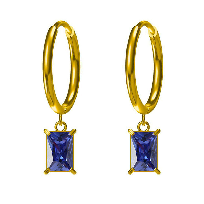 Wholesale 2PCS Steel-titanium colored zircon earrings