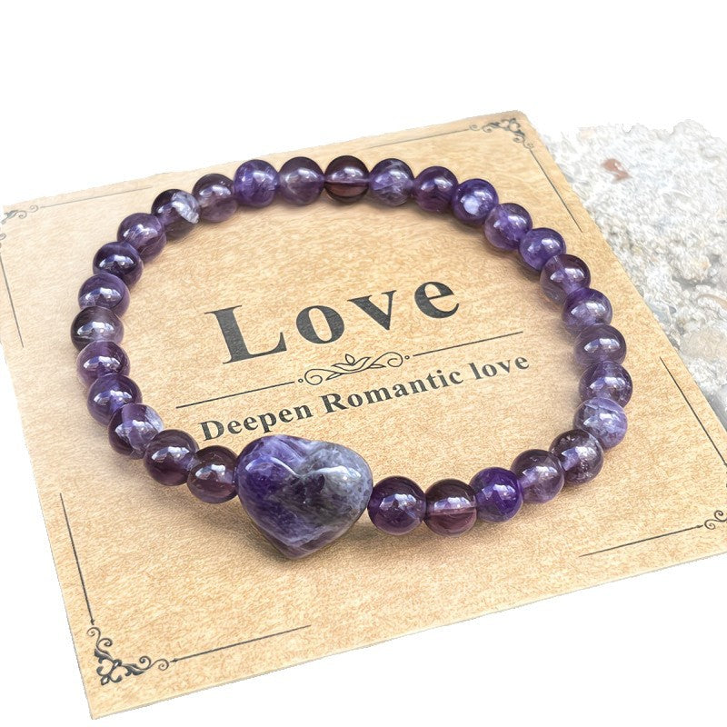 Wholesale Natural Amethyst Heart Shaped Beaded Bracelet Women S Fashion Jewelry Gift For Everyday Wear And Boutique Resale